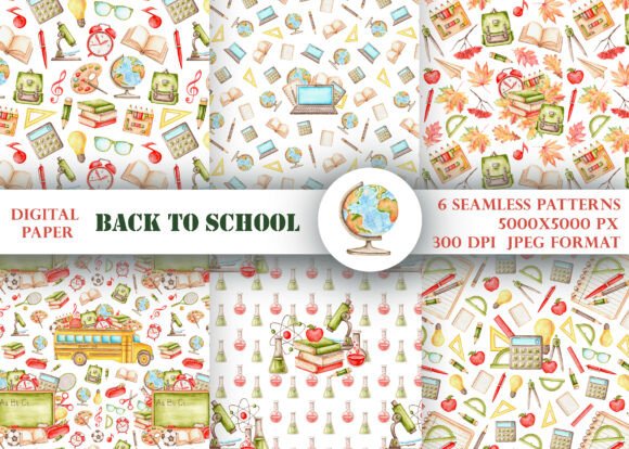 Download School Seamless Patterns, Digital Paper. - Pattern Collection