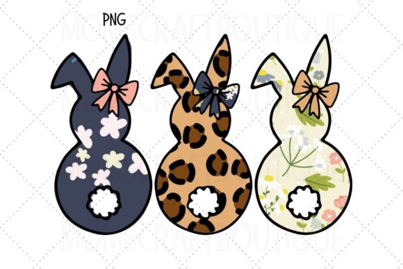 Download Easter Bunny Trio Patterned with Bows - Pattern Collection