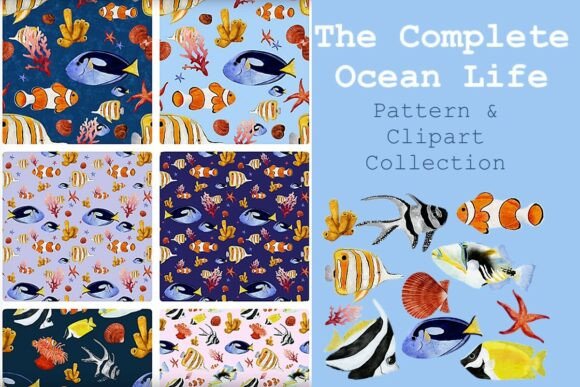 Download The Complete Ocean Life: Pattern/Clipart - Pattern Collection