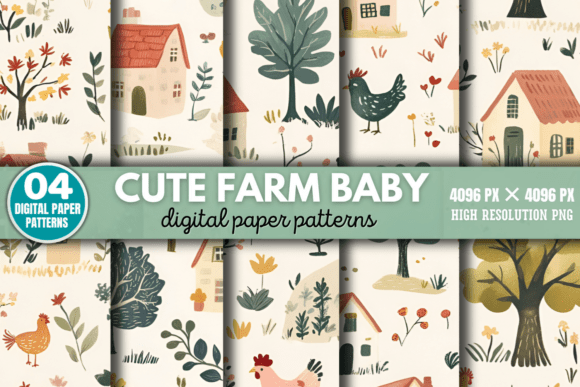 Download Cute Farm Baby Pattern Digital Pattern 1 - Pattern Collection