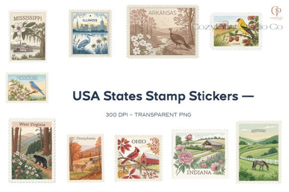 Download USA States Stamp Stickers Set 4 - Stickers Collection