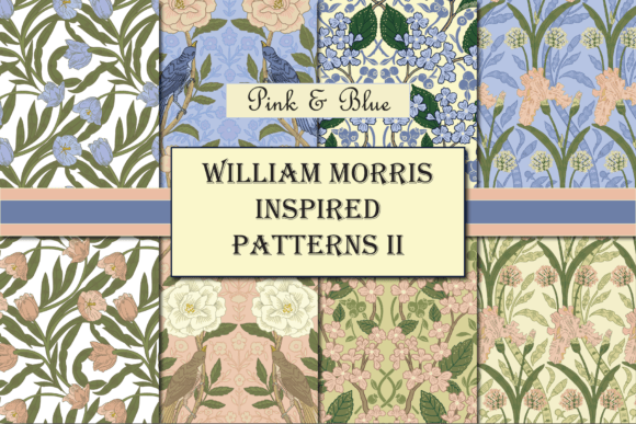 Download William Morris Inspired Pastel Patterns - Pattern Collection