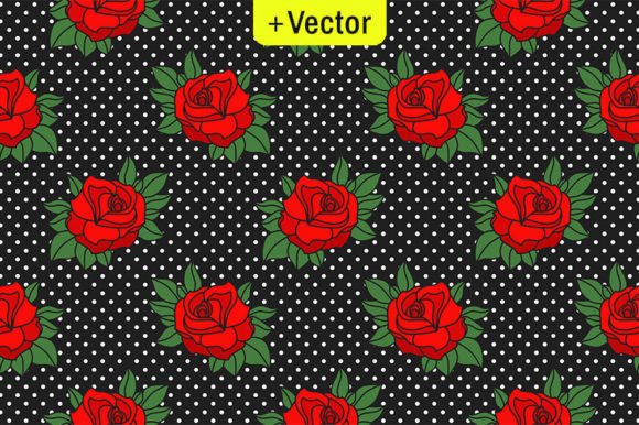 Download Rockabilly Red Roses Polka Dots Pattern - Pattern Collection
