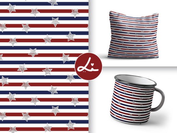 Download Seamless Star Pattern with Red and Blue - Pattern Collection