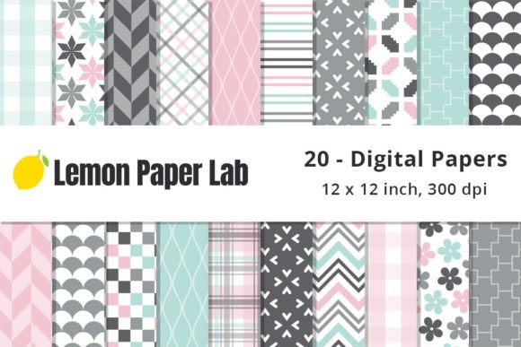 Download Pink and Grey Geometric Digital Papers - Geometric Collection
