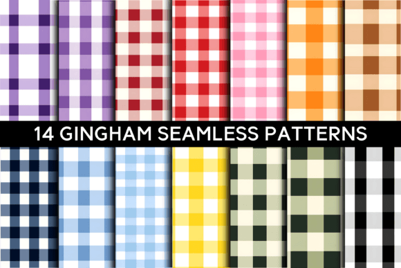 Download 14 Colorful Gingham Seamless Patterns - Pattern Collection