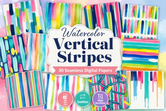 Download Watercolor Vertical Stripes Pattern - Pattern Collection