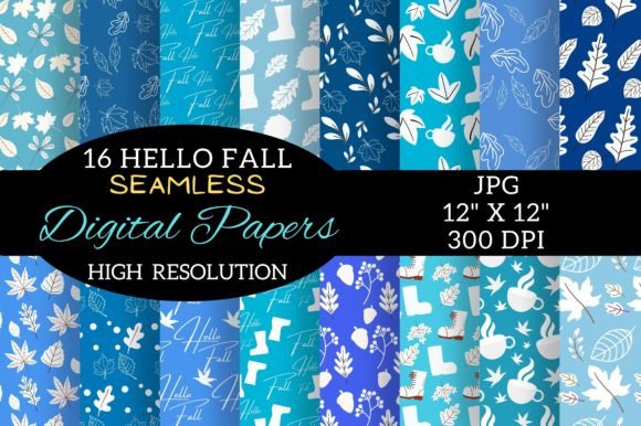 Download Blue Fall Digital Paper Patterns Design - Pattern Collection