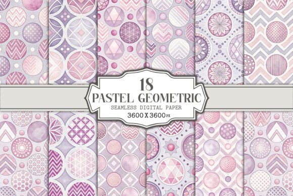 Download Pastel Geometric Seamless Pattern Bundle - Geometric Collection