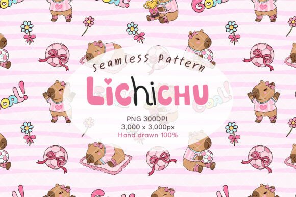 Download Girly Capybara Soccer Pattern Football - Pattern Collection