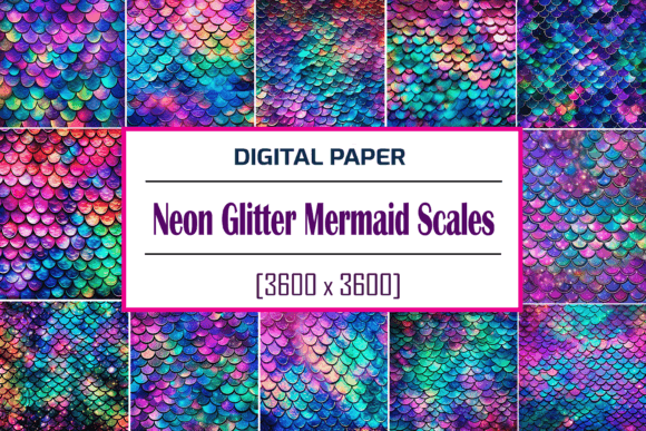 Download Neon Glitter Mermaid Scales Pattern - Pattern Collection