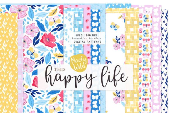Download This Happy Life Seamless Paper Patterns - Pattern Collection