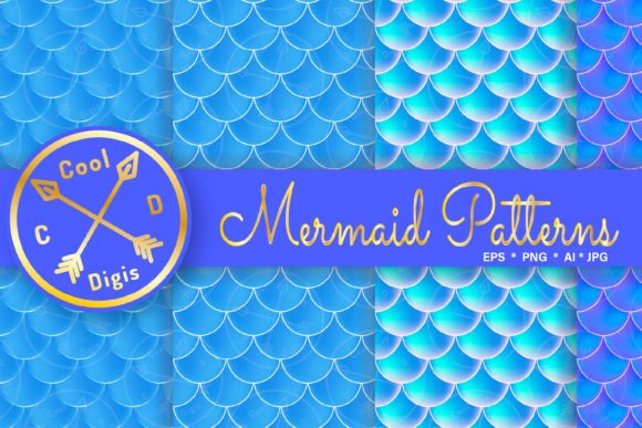 Download Mermaid Scales Blue Seamless Patterns - Pattern Collection