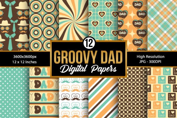 Download Groovy Dad Digital Paper Patterns - Pattern Collection