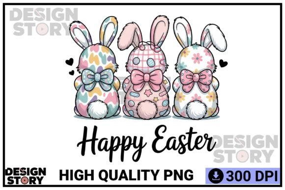 Download Pastel Patterned Easter Bunny Trio PNG - Pattern Collection