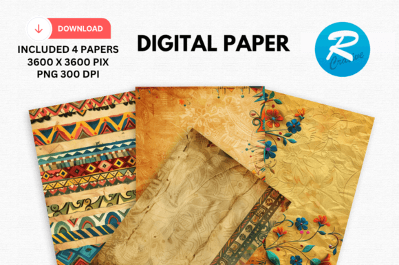 Download Watercolor Ethnic Digital Paper Patterns - Pattern Collection