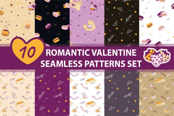 Download Romantic Valentine Seamless Patterns Set - Pattern Collection