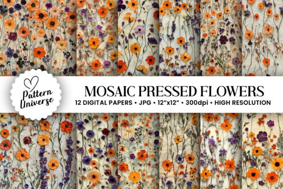 Download Mosaic Pressed Flowers Patterns - Pattern Collection