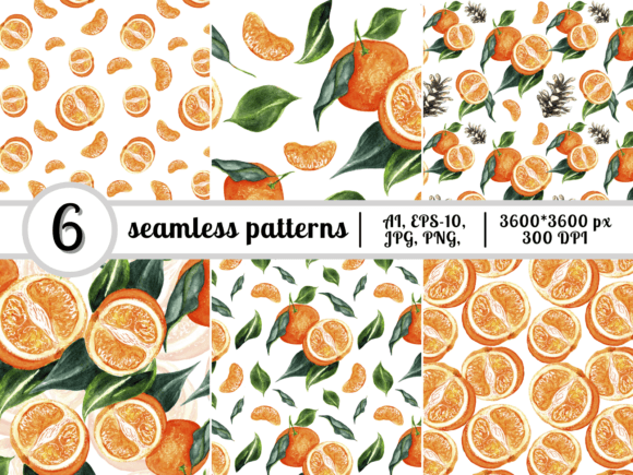 Download Seamless Watercolor Pattern Mandarins - Pattern Collection