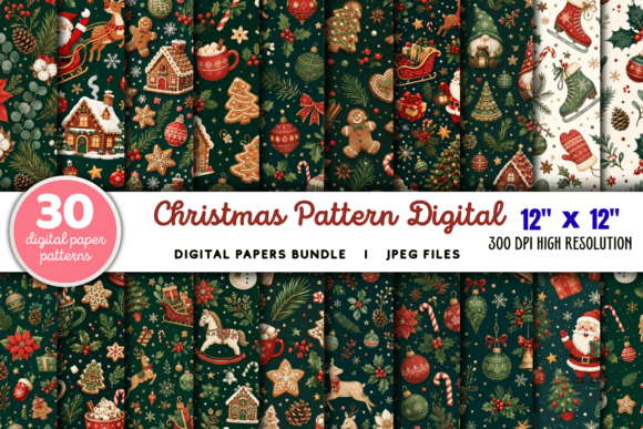 Download Christmas Pattern Digital Paper Bundle - Pattern Collection