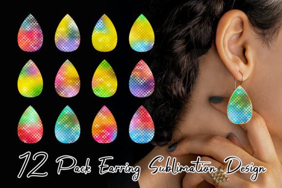 Download Mermaid Scales Pattern Bright Earring - Pattern Collection