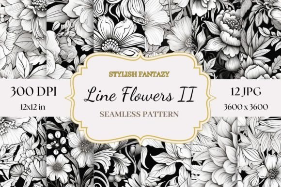 Download Line Flowers Seamless Pattern Papers - Pattern Collection