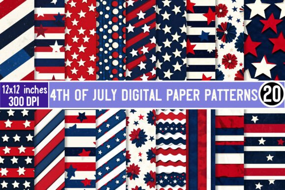Download 4th of July Digital Paper Patterns - Pattern Collection