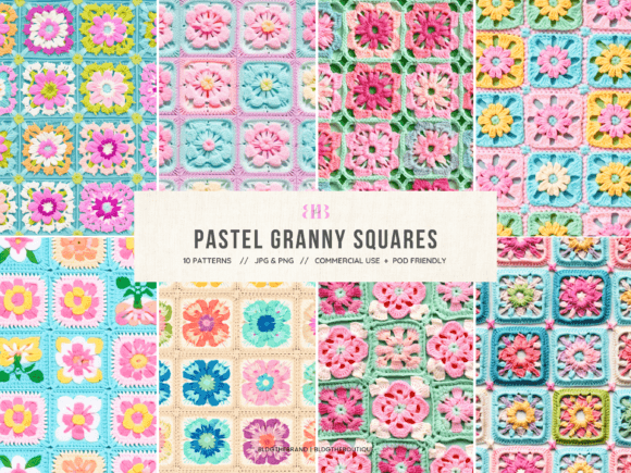 Download Crochet Granny Squares Seamless Patterns - Pattern Collection