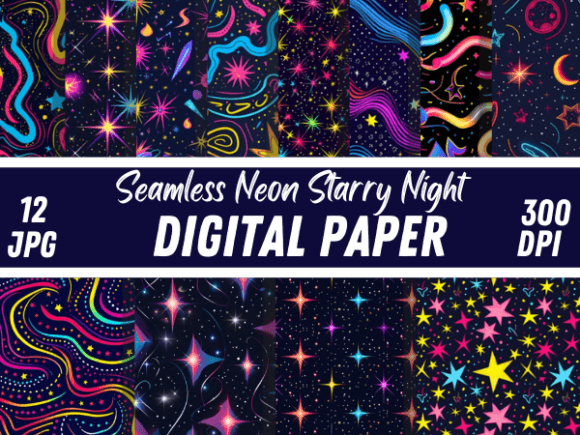 Download Galaxy Disco Neon Starry Night Pattern - Pattern Collection