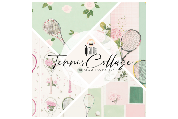 Download Tennis Collage Seamless Digital Paper - Premium Resources