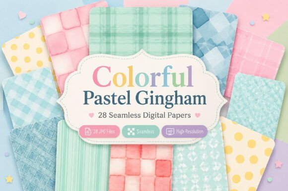 Download Colorful Pastel Gingham Digital Patterns - Pattern Collection