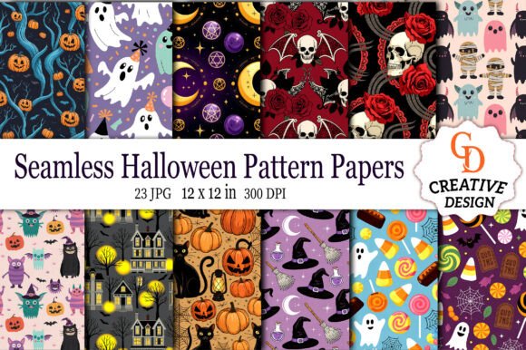 Download Seamless Halloween Pattern Papers - Pattern Collection