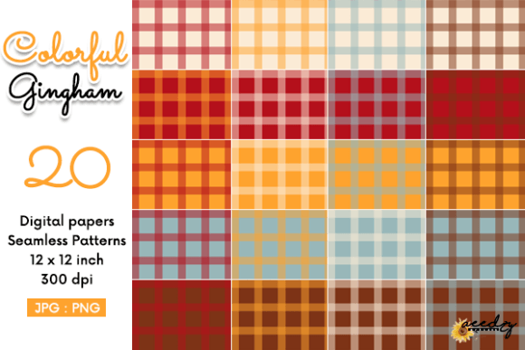 Download Colorful Gingham Seamless Patterns Set - Pattern Collection