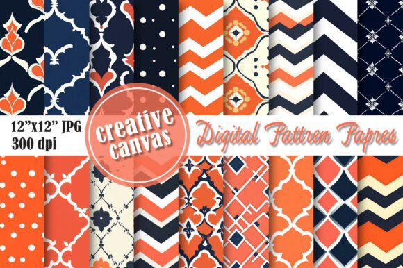 Download Coral Navy Geometric Digital Paper - Geometric Collection