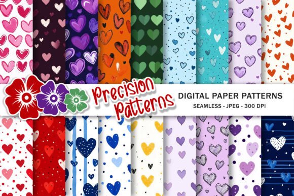 Download Watercolor Hearts Paper Patterns - Pattern Collection