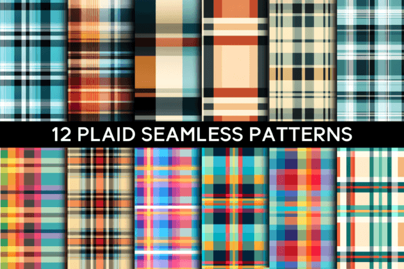 Download 12 Vibrant Plaid Seamless Patterns - Pattern Collection