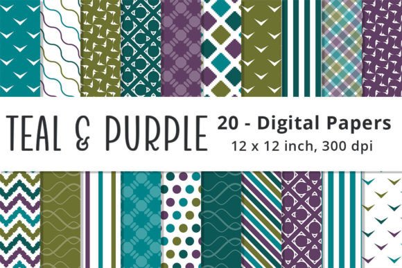 Download Purple, Teal, and Green Patterned Paper - Pattern Collection