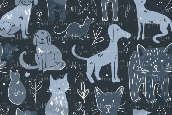 Download A Seamless Pattern with Pastel Blue Dog - Pattern Collection