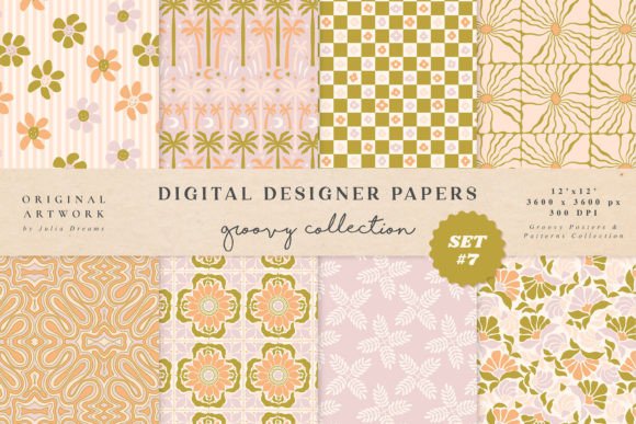 Download Retro Summer Digital Papers Patterns - Pattern Collection