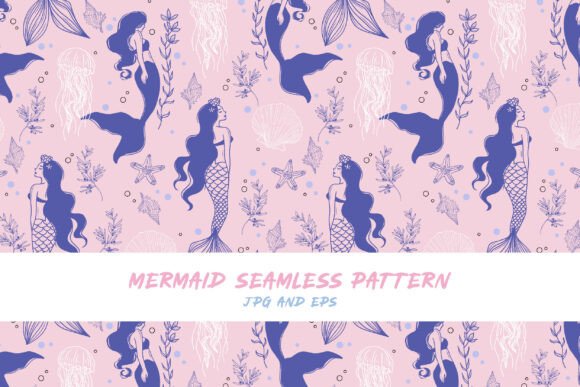 Download Tattoo Style Mermaid Seamless Pattern - Pattern Collection