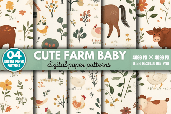 Download Cute Farm Baby Pattern Digital Pattern 2 - Pattern Collection