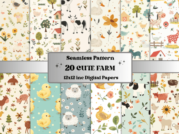 Download Seamless Cute Farm Baby Pattern Paper - Pattern Collection
