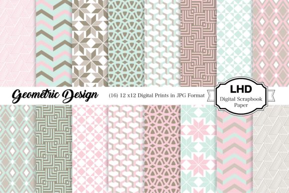 Download Geometric Pastel Digital Paper Patterns - Geometric Collection
