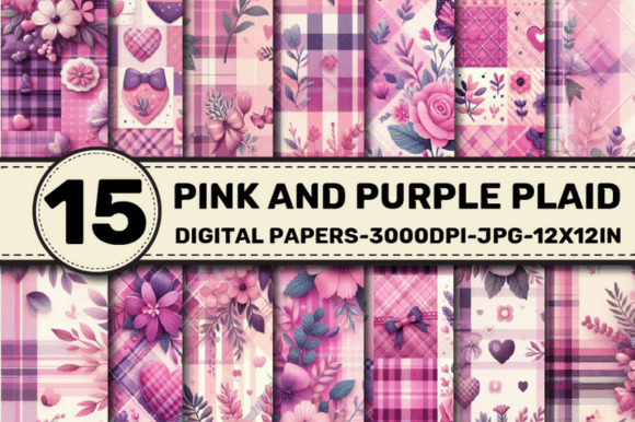 Download Pink and Purple Plaid Pattern Papers - Pattern Collection