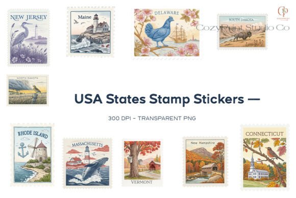 Download USA States Stamp Stickers Set 5 - Stickers Collection