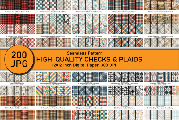 Download 200 Checks &amp; Plaids Digital Patterns - Pattern Collection
