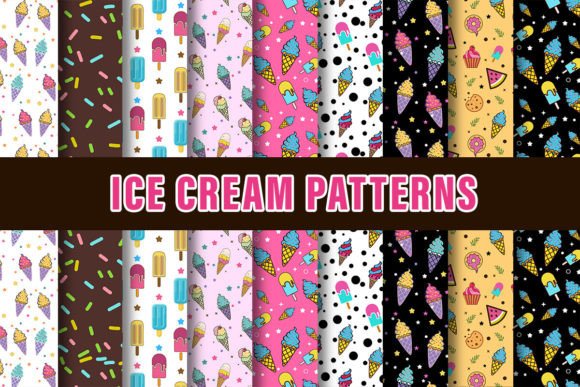 Download Ice Cream Digital Paper Patterns - Pattern Collection