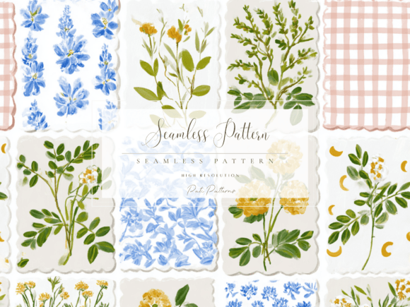 Download Seamless Floral Grid Pattern PNG - Pattern Collection