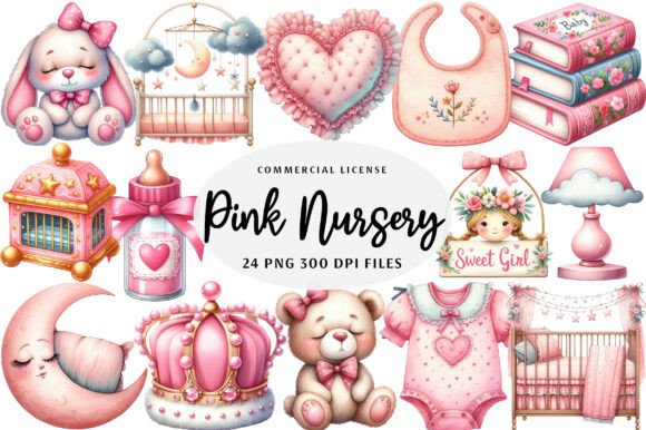 Download Pink Baby Girl Nursery Clipart - Premium Resources