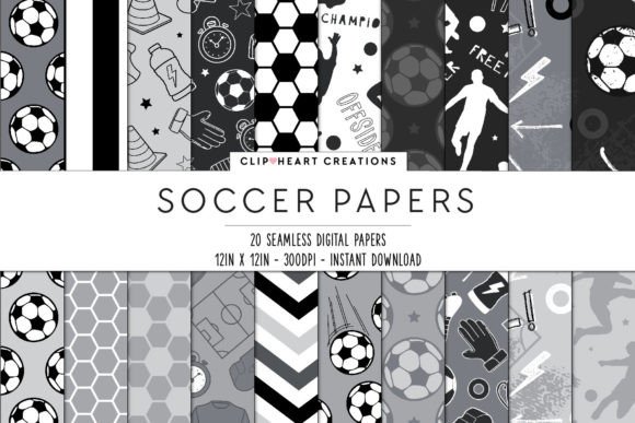 Download Black Soccer Pattern Seamless Digital Pa - Pattern Collection